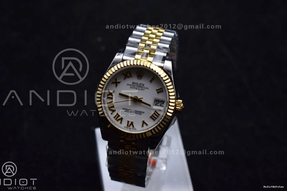 Ladies White YG Bracelet President 31 550 Dial 278271 Steel DateJust Markers Roman Lightweight GSF 316L on 1008